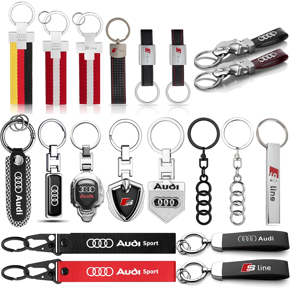 3D Metal/Leather Car Badge Key Chain Key Ring Decoration For Audi A3 S3 8V A4 B8 B6 B7 A6 C6 C5 C7 A5 Q3 Q5 Q7 TT A1 A2 A7 A8 Q2 