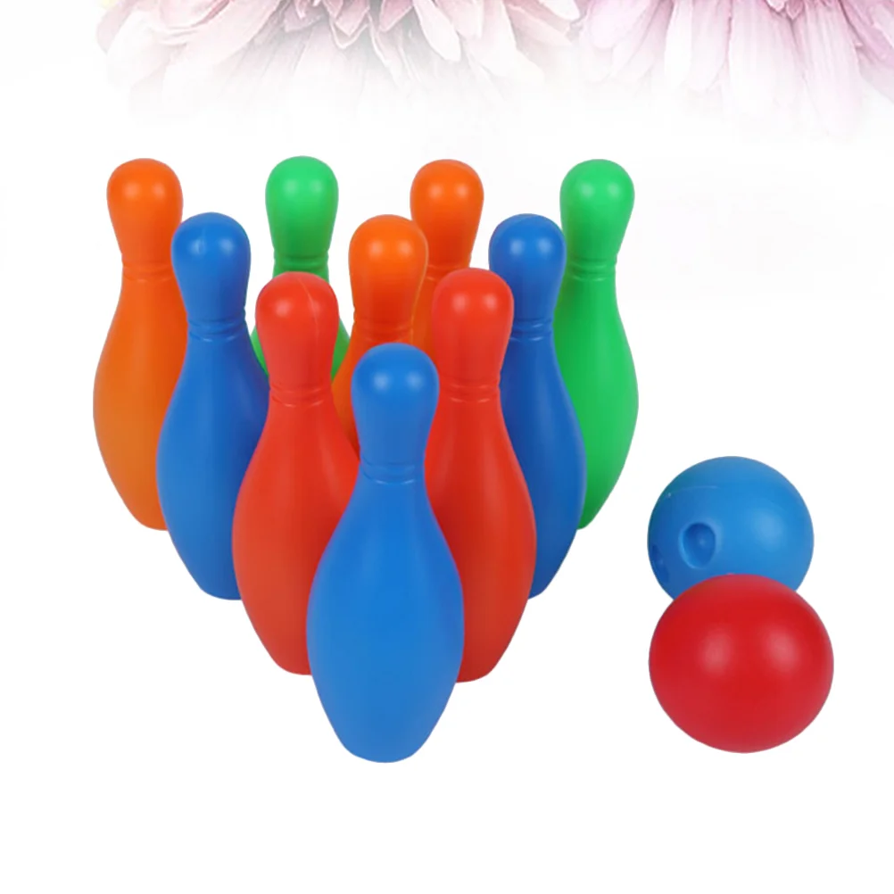 

14CM Height Bowling Play Sets Funny Indoor Sports Bowling Games Educational Toy for Home Kindergarten (10 Pcs Bottle and 2 Pcs M