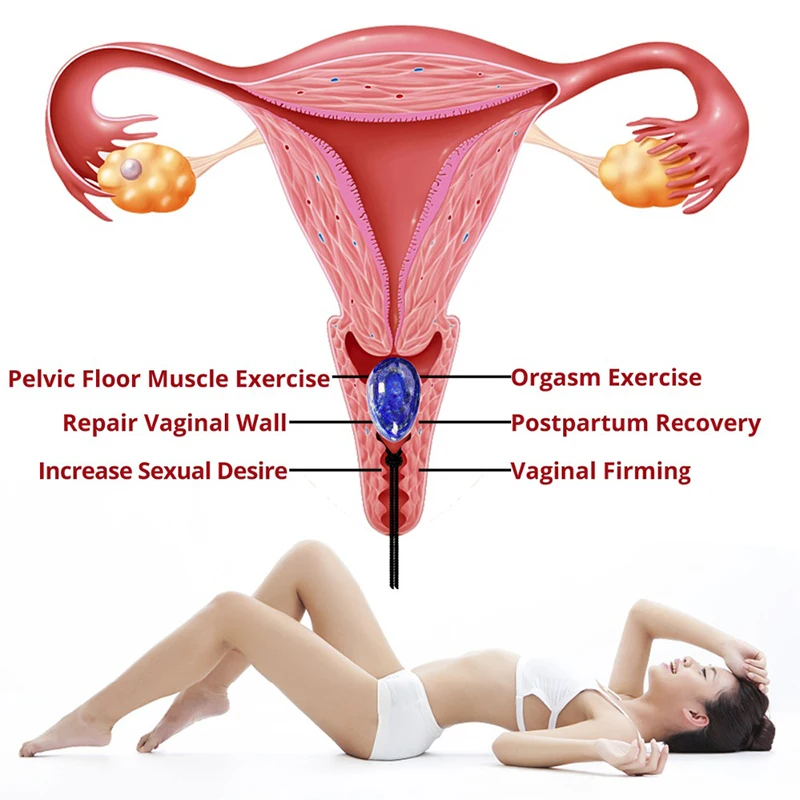 3Pcs Natural Lapis Lazuli Yoni Egg Women Kegel Exerciser Pelvic Muscle Tightening Floor Vaginal Jade Massage Egg Set
