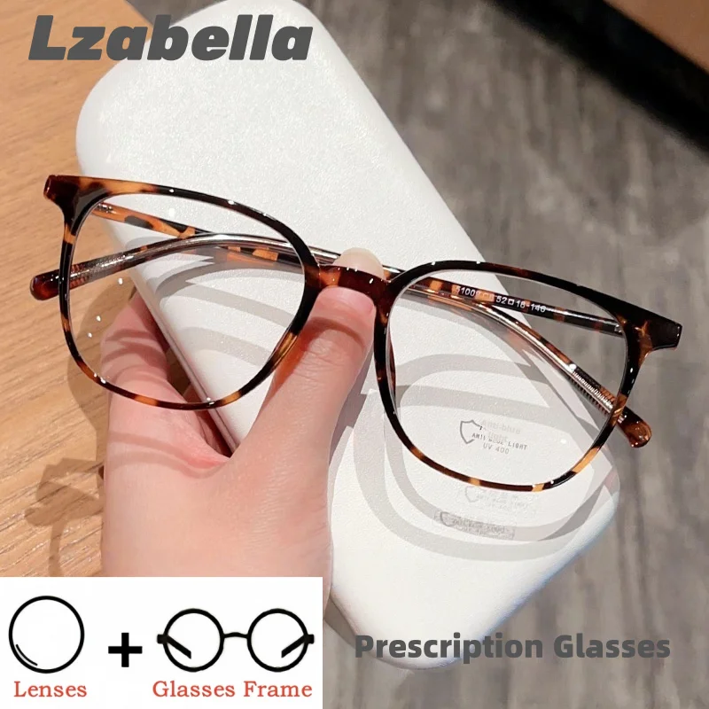 

Lazbella Men's and Women's Fashion Square Myopia Hyperopia Glasses TR90 Blue Light Blocking Optical Prescription Glasses 51009