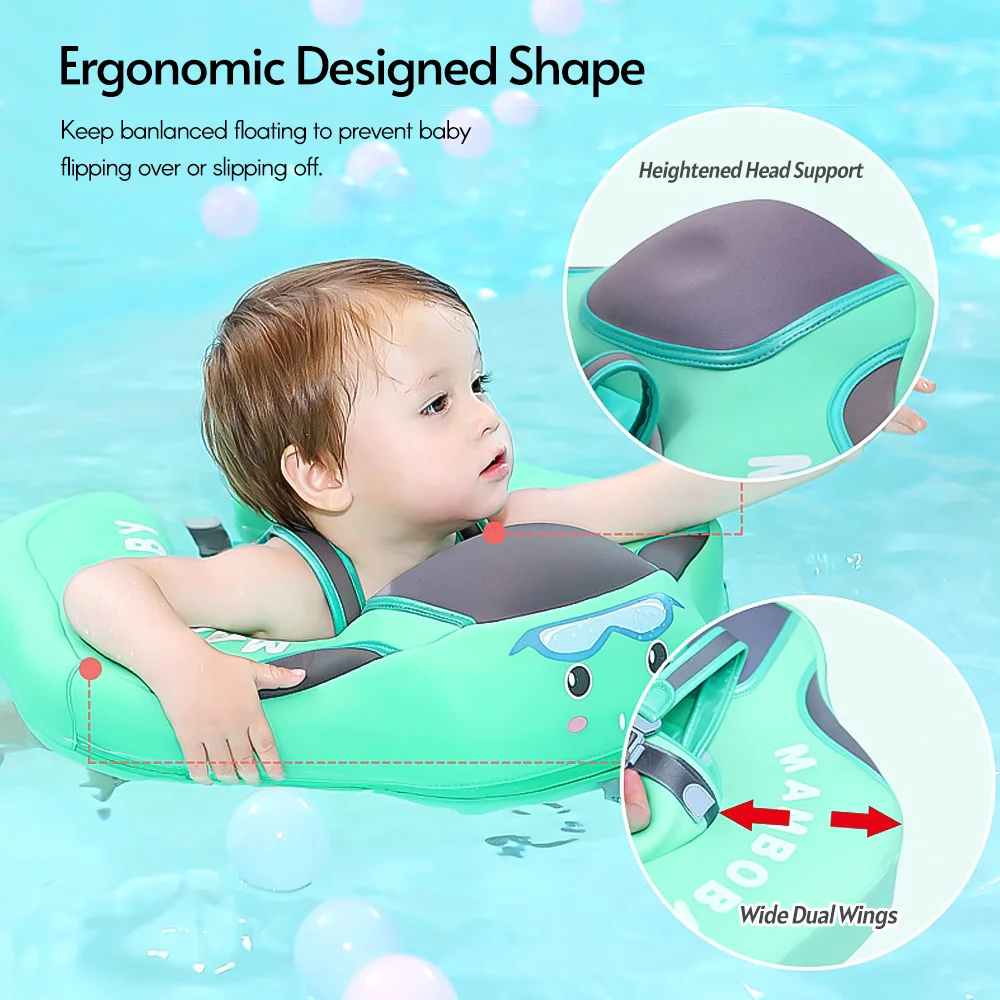 Mambobaby flutuador dropshipping flutuador de bebê não inflável com dossel cintura natação peito flutuador com cauda flutuador trainer