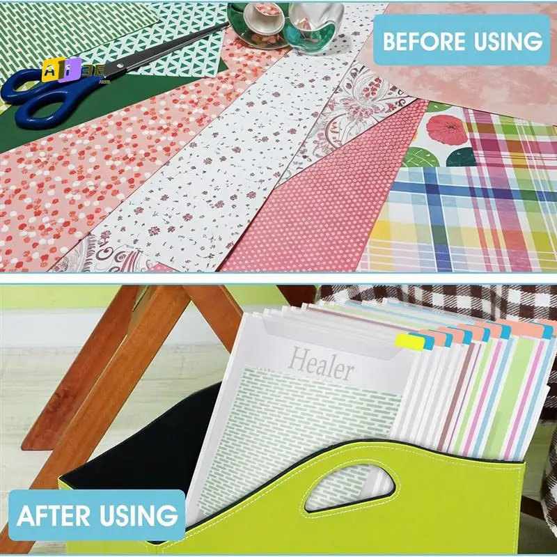 

A13E-Scrapbook Paper Storage Organizer 12X12 Inch Clear Scrapbook Paper Organizer With Sticky Index Tabs Holds