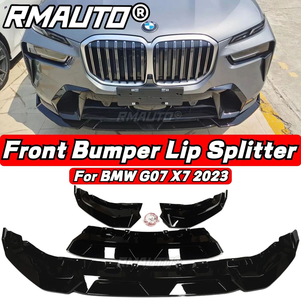 

For G07 X7 Front Bumper Spoiler Lip Splitter Side Wing For BMW G07 X7 2023 Front Lip Bumper Diffuser Protector Guard Body Kit