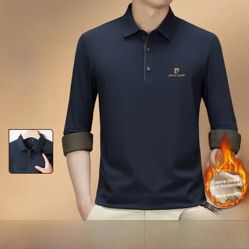 

Мужская теплая футболка Pierre Cardin с длинным рукавом и подкладкой из камвольной ткани, модная, для делового и повседневного стиля