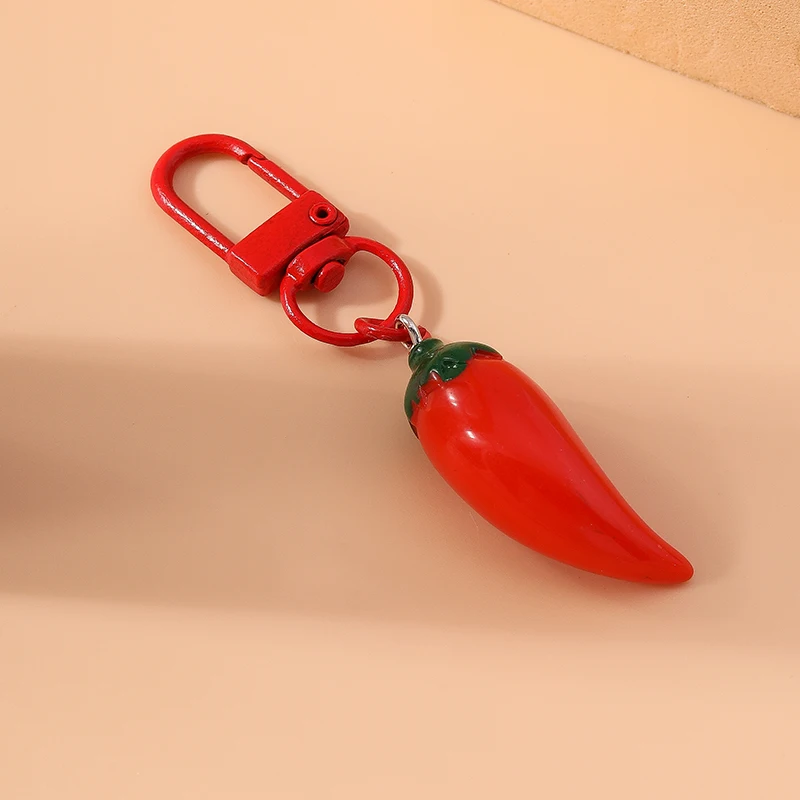 Cute Resin Chilli Keychain Simulation Pepper Key Rings Pendant for Car Key Holder Women Girls Handbag Decor DIY Jewelry Gifts