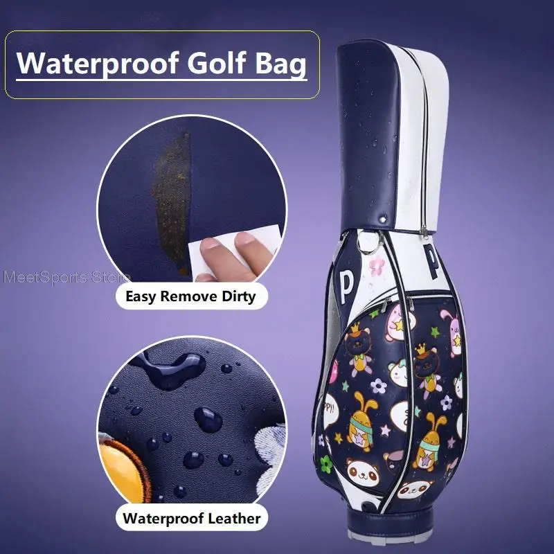 Pgm Golf Standard Bag Large Capacity Waterproof Women Travel Package Retractable Portable Golf Aviation Bag Cartoon Embroidery