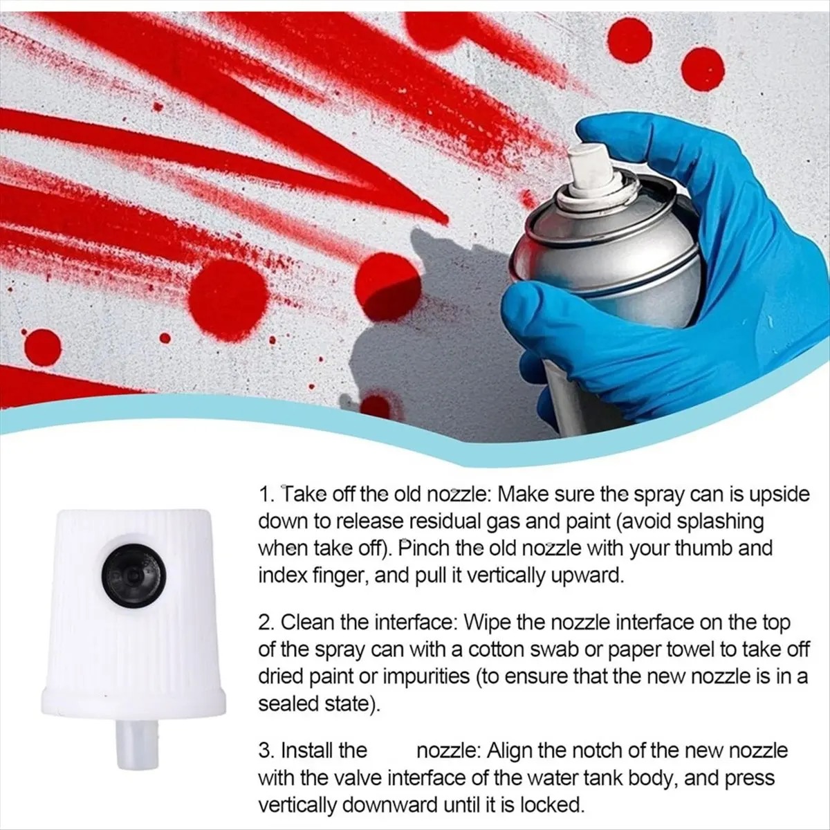30pcs Universal Can Nozzles, for Female Cans Easy to Use Bottle Nozzle Tips Replacement Supplies for Graffiti Painting