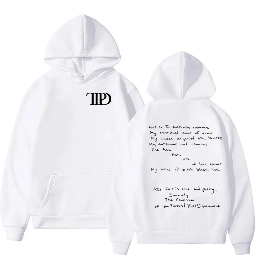 2024 New Album The Tortured Poets Department Hoodie Men Women's Casual Fashion Pullover Oversized Sweatshirt Mark TTPD Clothing