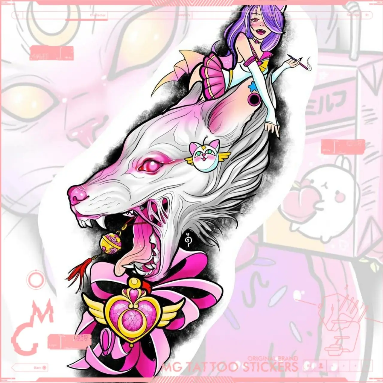 Cartoon Fox Sexy Tatoo Sticker Lasting Fake Tattoo for Woman Man Arm Temporary Tattoo Anime Art Faux Tattoos Waterproof Tatuajes