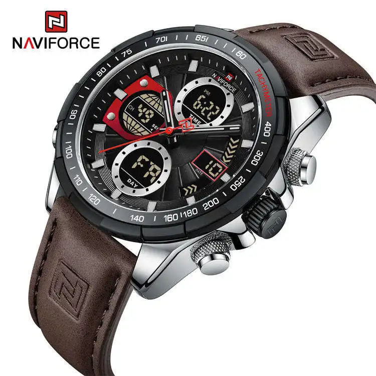 NAVIFORCE 9197 Quartz Watches Mens Luxury Sport Chronograph Waterproof Quartz Big Clock Digital Wristwatches Men Watch