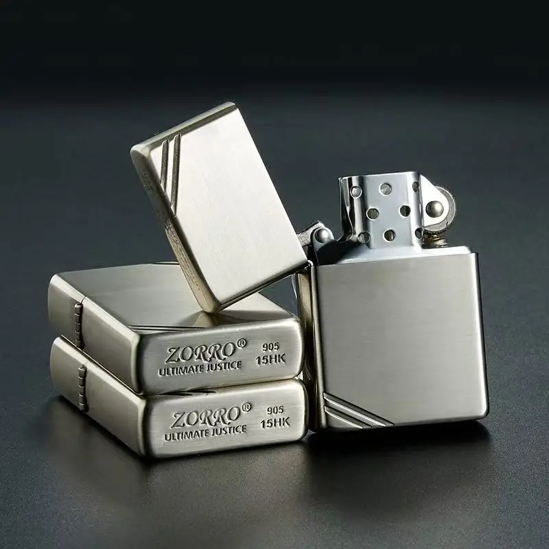 ZORRO Pure Copper Windproof Metal Personalized Creative Square Head Retro Vintage Parallel Line Kerosen Lighter