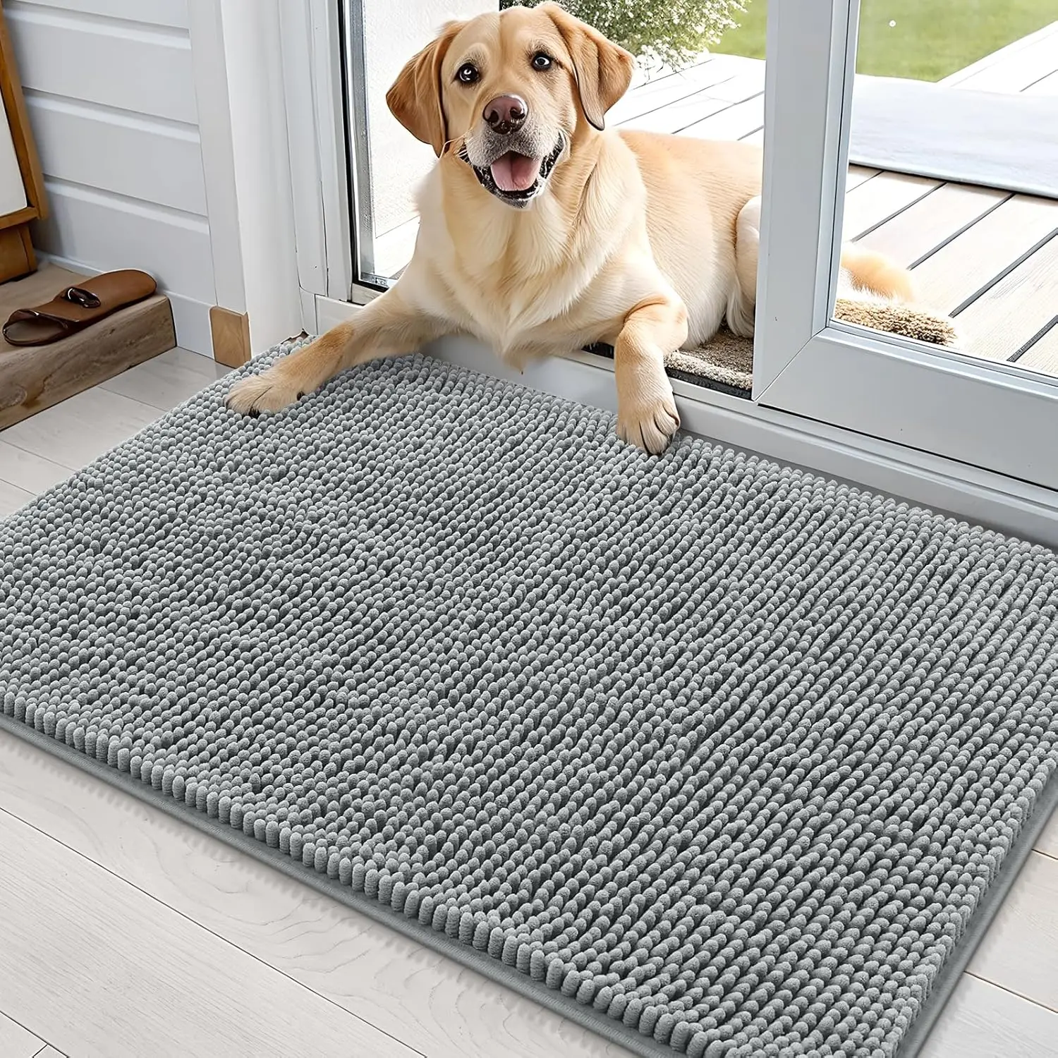 

Dog Door Mat for Muddy Paws 36x24, Absorbs Moisture and Dirt, Absorbent Non-Slip Washable Doormat, Quick Dry Chenille Mu