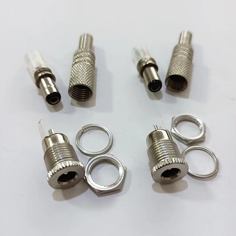 1/5/10PCS DC 5.5x2.5mm 5.5x2.1mm 12V/20V Power Jack Male Plug Female Socket Metal Connector Adapter With Thread Lock