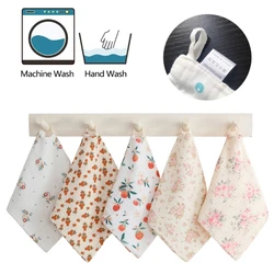 5Pcs Cotton Square Towel for Baby, Fashionable Newborns Mouth Wipe Cloth Reusable Nursing Bib Infants Burping Cloths