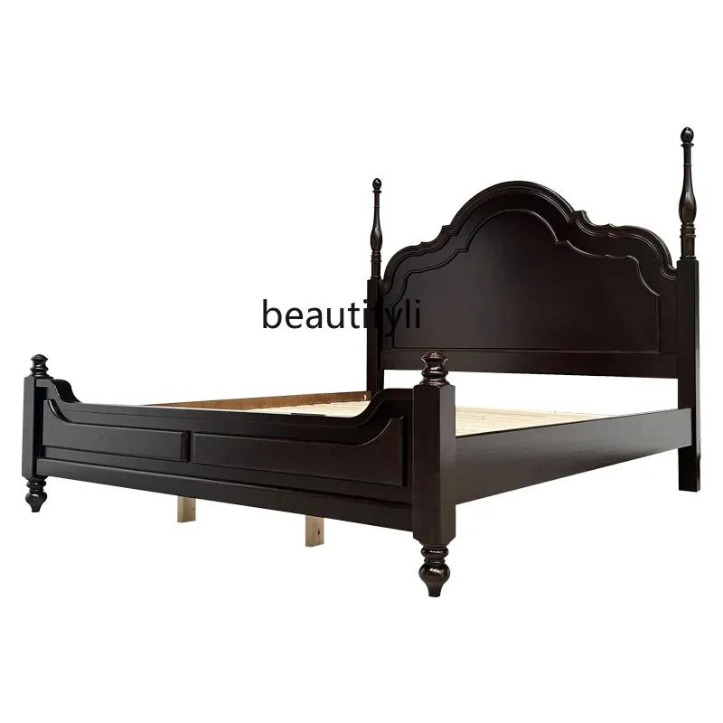 QQ132 American-Style Solid Wood Bed in Master Bedroom Double Marriage Bed Bed Simple French Retro Furniture