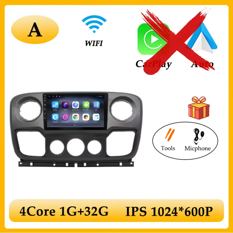 Autoradio Multimedi Player Android 15 für Renault Master Nissan NV400 Opel Movano 2010–2021 Wireless CarPlay GPS Navigation BT