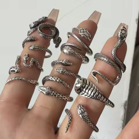 925 Sterling Silver Rings for Women Couple Minimalist Handmade Simple Vintage Snake Ring Fine Jewelry Gift Prevent Allergy