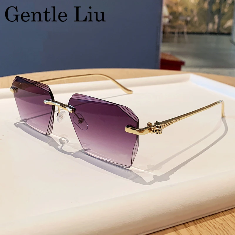 

Vintage Rimless Square Sunglasses Men 2025 Luxury Brand Fashion Frameless Sun Glasses for Male Punk Metal Frame Eyewear Shades