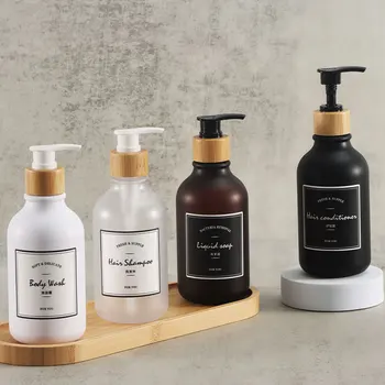 흰색 비누 디스펜서 병, 300/500ml, 욕실 샴푸 바디 비누 병, 대용량 로션 손 접시 플라스틱 빈 병 