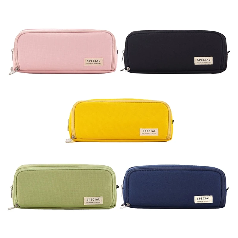 Creative Double Face Pencil Bag Pen Case Special Macaron Color Dual Side Canvas Storage Pouch Stationery School Travel Gift