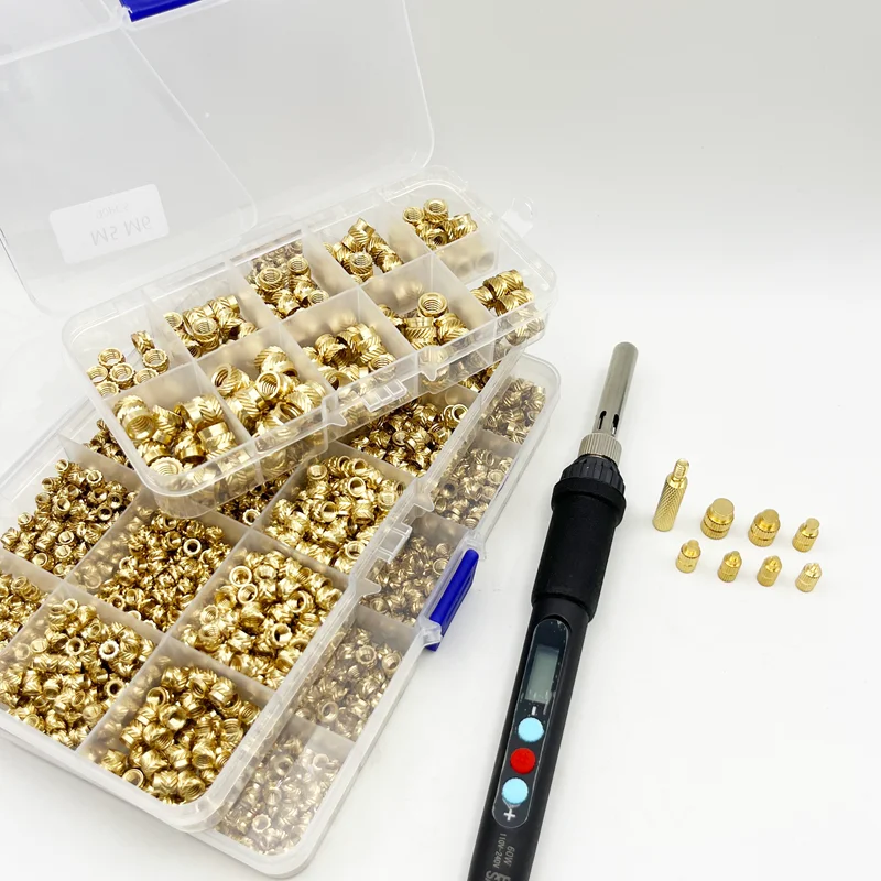 Brass Hot Melt Insert Knurled Nut Iron Tip M3 M4 M5 M6 Thread Embedded Heat Insertion Tool for Plastic 3D Printer Soldering Iron