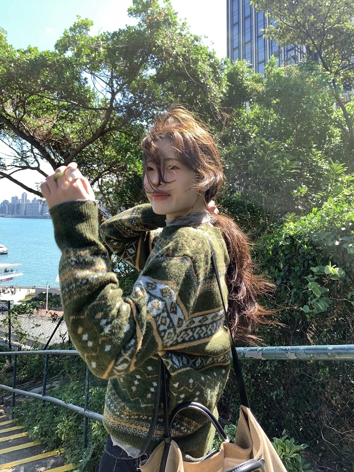 Cisas Thema Kleur Blo Gebreide Trui Dames Losse Ronde Ne Trui Zwaar Borduren Herfst Winter Bovenkleding