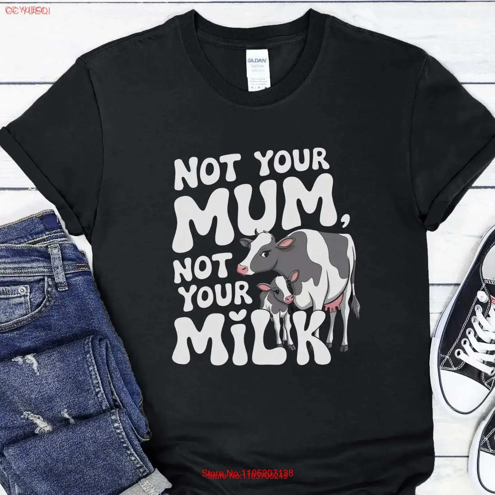 Not Your Mum Milk T Shirt Anti Dairy Vegan Slogan Free Animal Rights vintage Washed Casual graphic Top For Everyday Wear