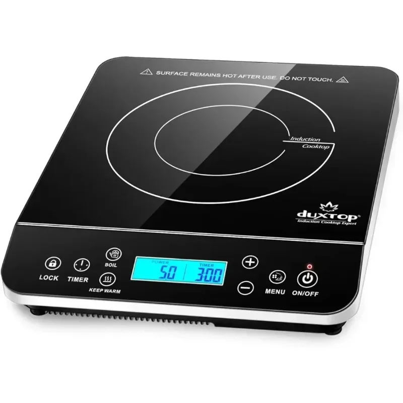 Duxtop Portable Induction Cooktop, Countertop Burner Induction Hot Plate with LCD Sensor Touch 1800 W, Silver 9600LS/BT-200DZ