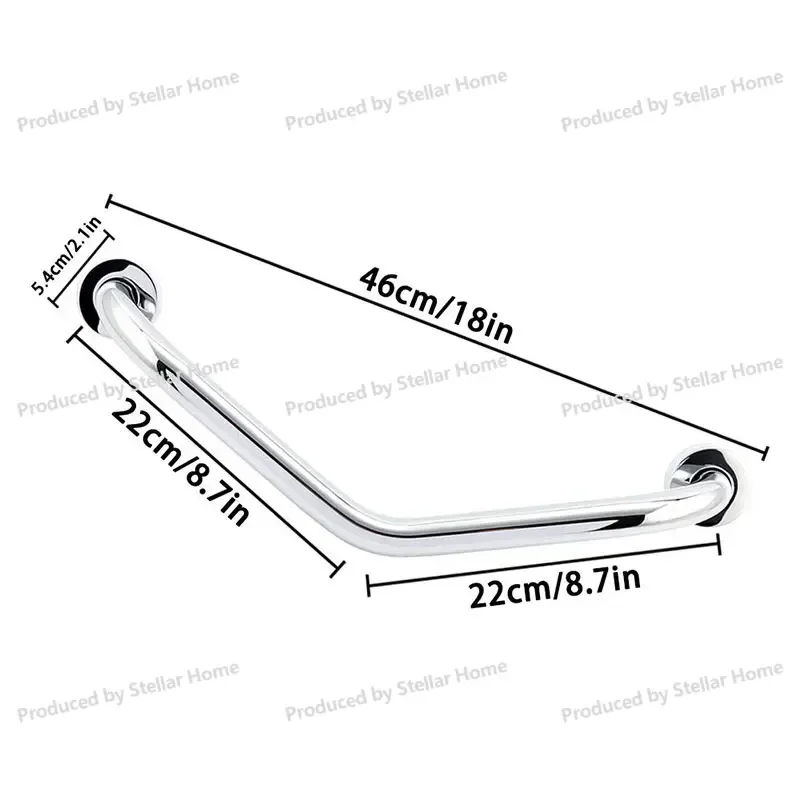 

Bathroom Shower Angled Grab Bar Safety Rail, Bathtub Grip Toilet Handrail Arm Safe-Grip Bar for Elderly Helping