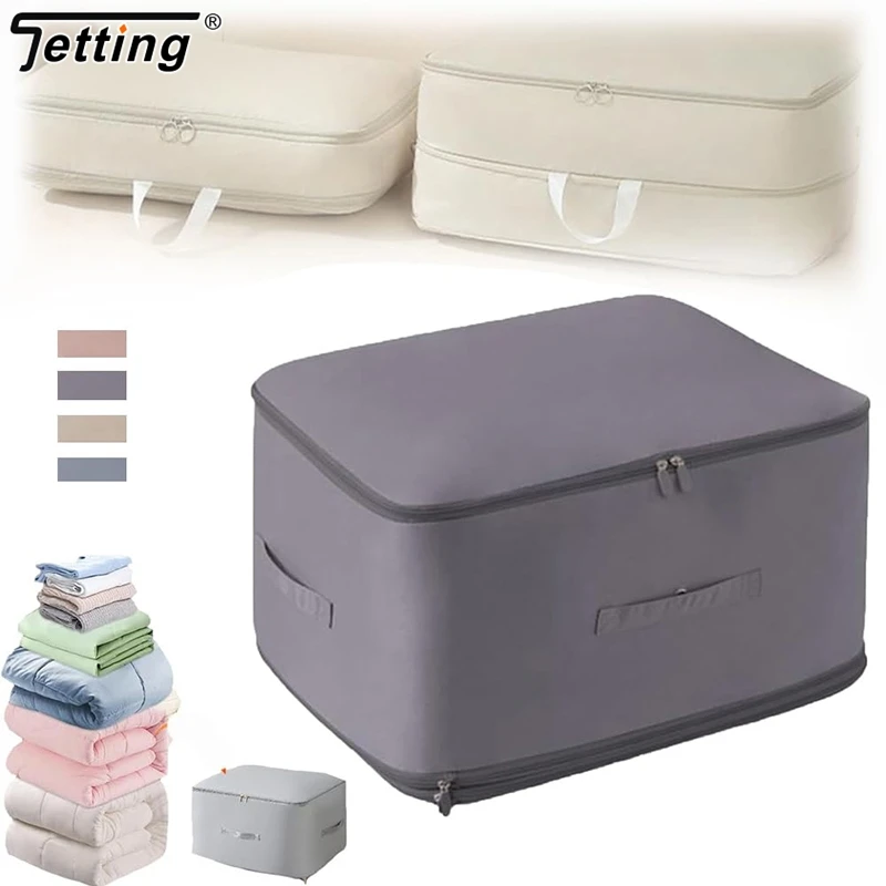 Self Compression Organizer Heavy Duty Moving Bas Collapsible Storage Tote With Zipper For Comforter Blanket Bedding Space Saving