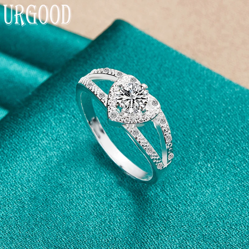 925 Sterling Zilveren Aaa Zirkoon Liefde Hart Ring Voor Vrouwen Man Feest Verloving Bruiloft Romantische Mode Sieraden Cadeau