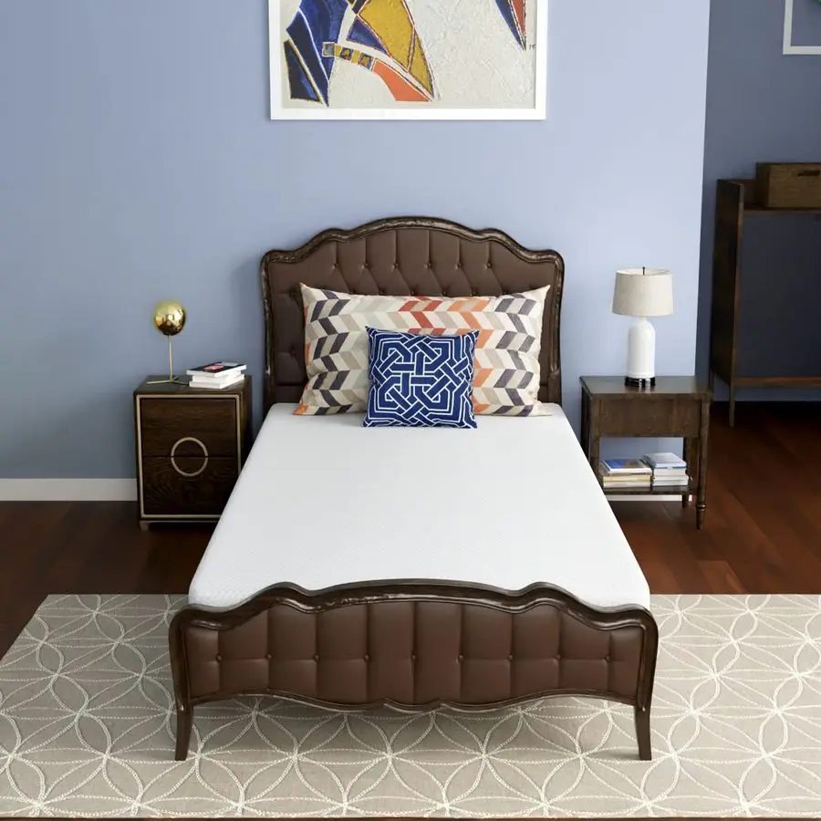 

6 Inch Twin Green Tea Cooling Gel Memory Foam Mattress Twin Size in a Box,MediumFirm,Pressure ReliefTemperature Regulation,Cert