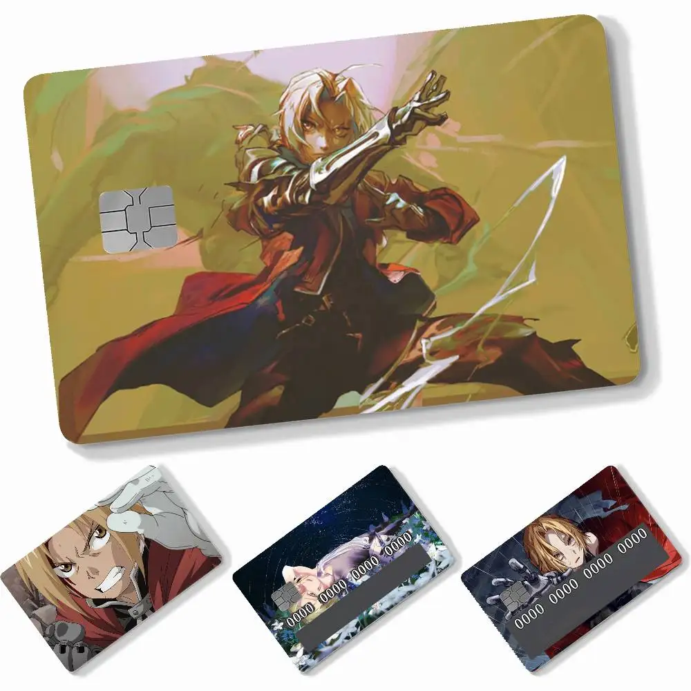 Anime E-Edward E-Elric  4pcs Credit Card Skin Stickers Suitable for Bank Debit Subway Bus Transit Pass Decorative Cover