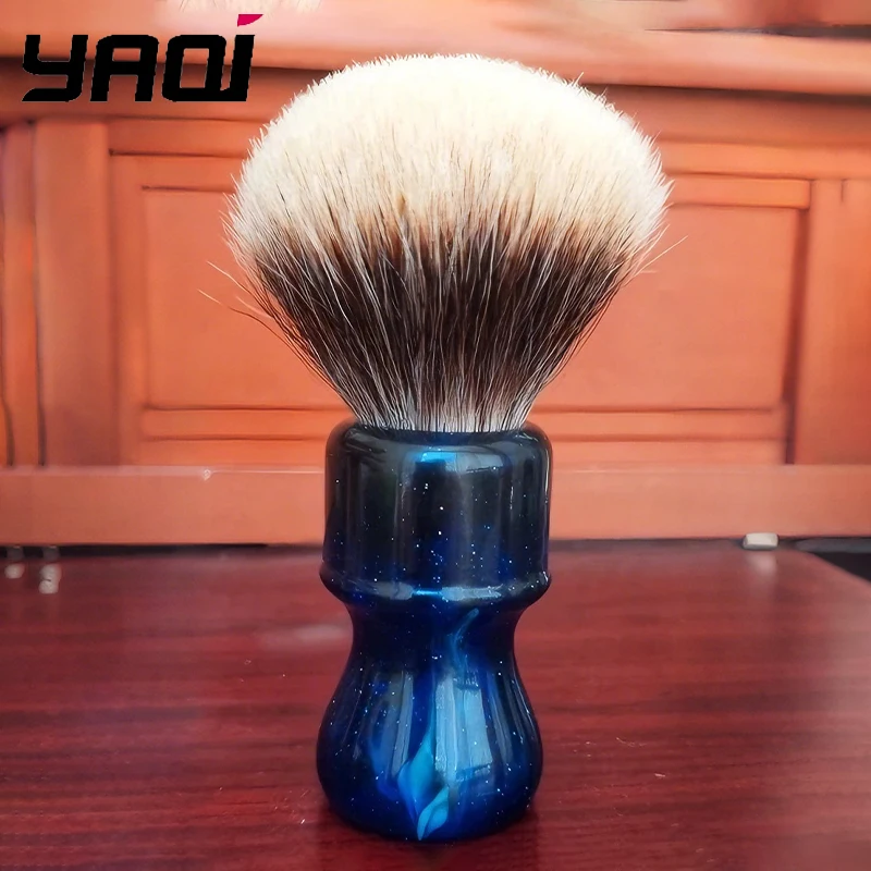 2026年新入荷！yaqi-24mm-ミステリアススペースカラーハンドル-ツーバンド-バッジャー毛結び-メンズシェービングブラシ