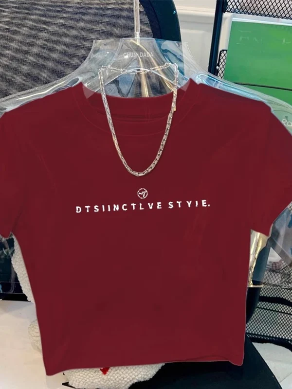 Amerikanischer Retro-Stil T-Shirt für Damen, Sommer-Neuheit, Einzigartiges Design, Super Schöne Verjüngende Hot-Girl-Kleidung, INS-Trend