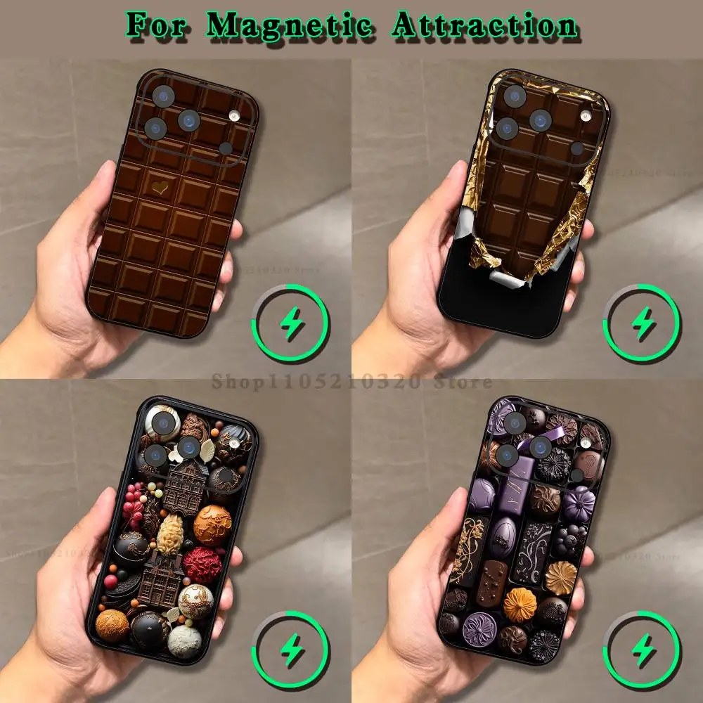Funda para Teléfono con Diseño de Chocolate Nutella para iPhone 17, 16, 15, 14, 13, 12, 11, Pro, Max, Plus, Mini, SE4, Carga Inalámbrica Magnética Magsafe
