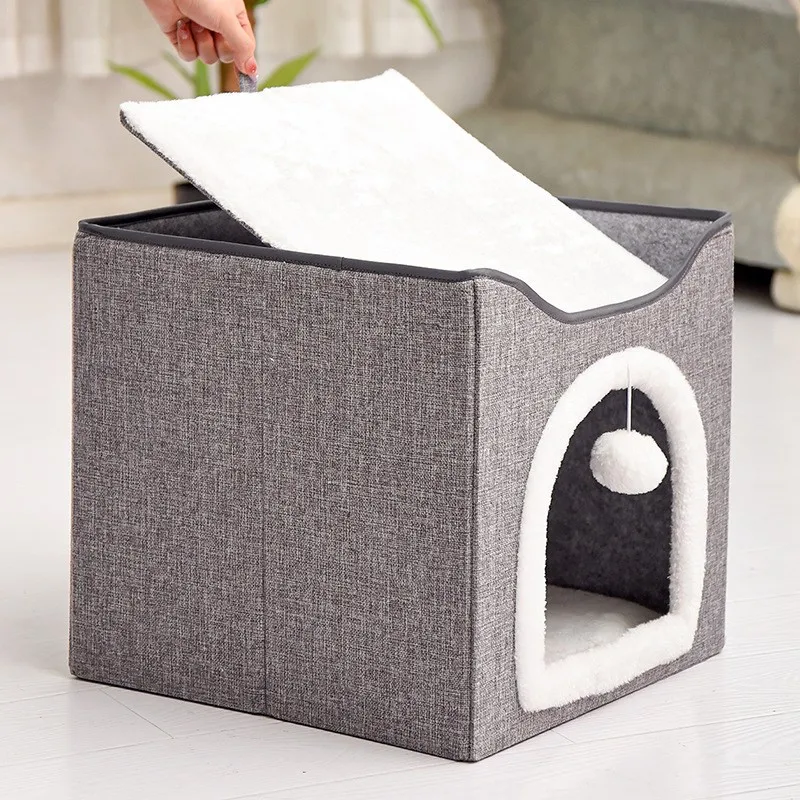 Cat kennel four seasons universal cat house foldable pet kennel semi-closed cat kennel warm pet supplies in winter.