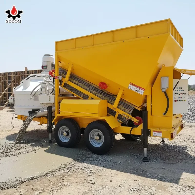2026 CE SDDOM Fully Automatic Compact Mixing Plant 20m3/h Small Mobile Concrete Batching Plant in USA