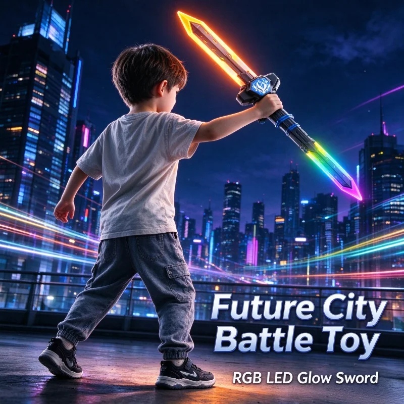 2 in 1 Combined LED Glowing Sword Toy Color Changing Light Boys Outdoor Fighting Game Toy