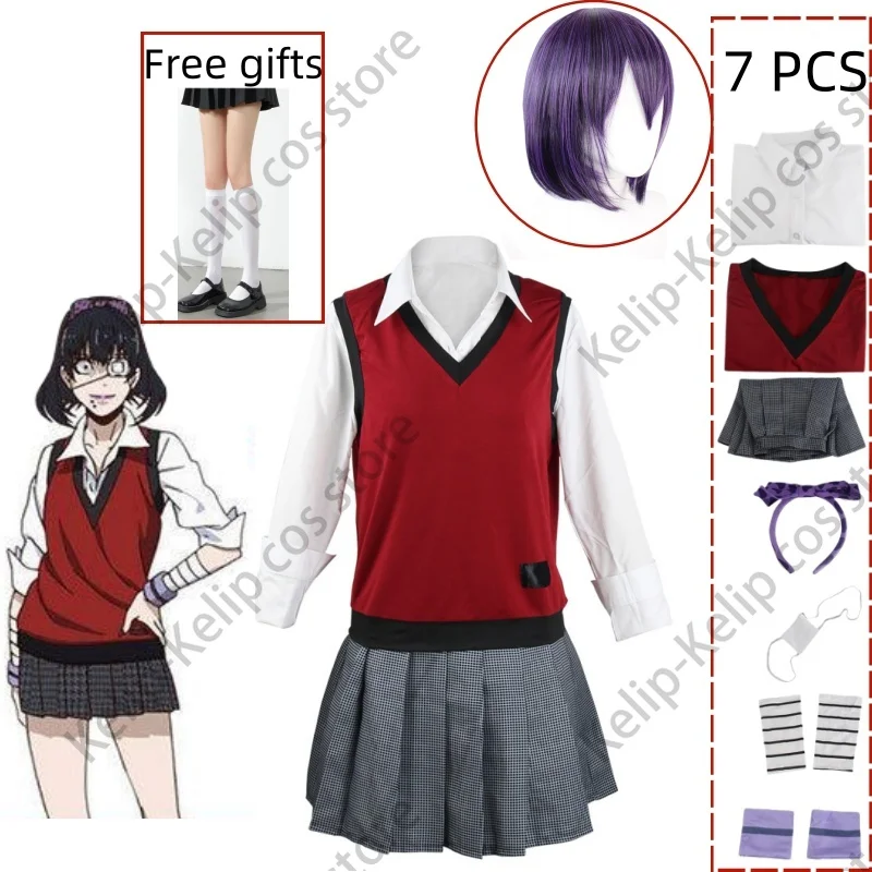 Customized Kakegurui The Movie Eiga Kakegurui Midari Ikishima Cosplay Costume Wig  JK School Uniform Woman Sexy Halloween Suit