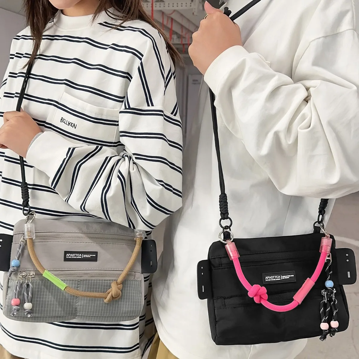 

Nylon fabric color-blocking women's crossbody bag, casual commuting waterproof single-shoulder bag, workwear style couple bag