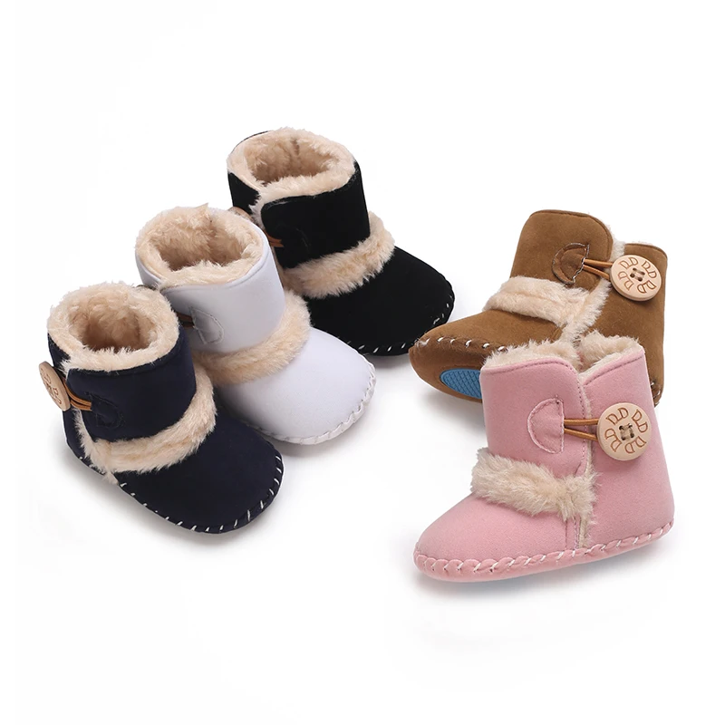 Cute princess baby shoes, soft winter walking shoes for girls and cashmere socks, newborn warm shoes