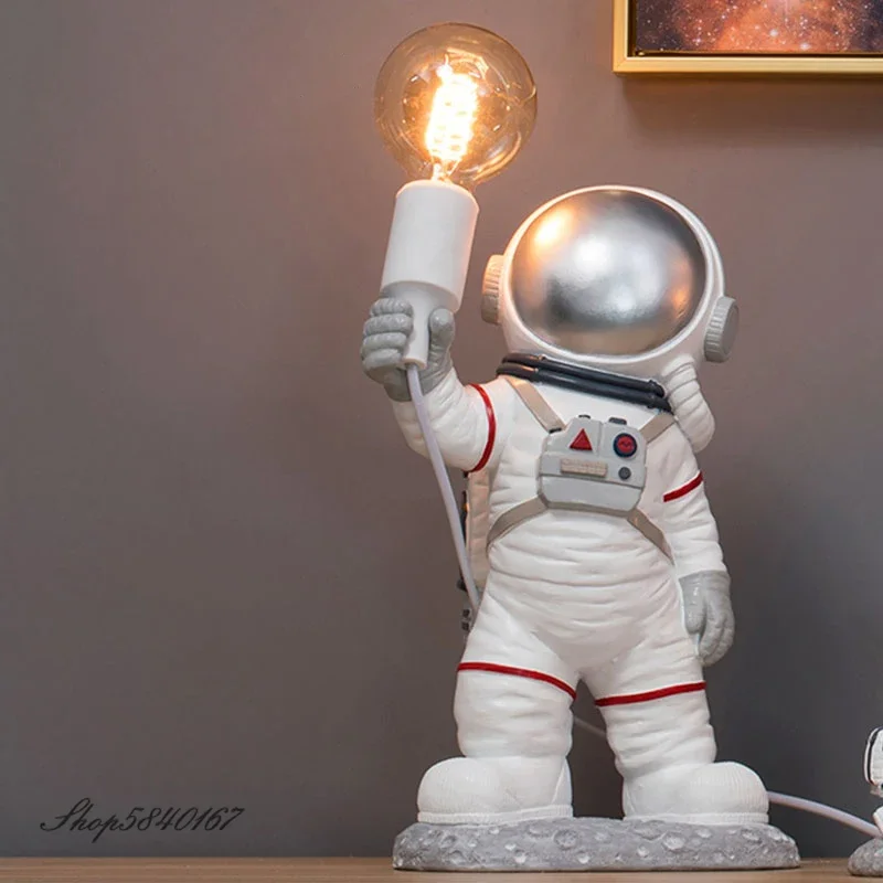 Imagem -04 - Luminária de Mesa Astronauta Moderna Abajur de Resina para Decoração Arte Decoração Quarto Criativa Sala de Estar Loft Espaço Homens Luz de Led