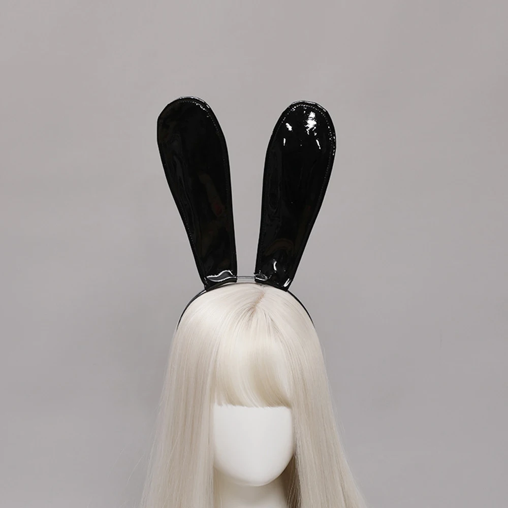 Sexy Bunny Maids Ears fascia Cosplay Leather Rabbit Ear Hairband DJ Night Club Bar copricapo Party Hair Hoop alta qualità