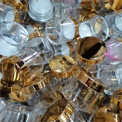 20/50Pcs Gold Lid Clear Empty Refillable Bottles 10/30/60ML Makeup Travel Containers Cosmetic Jar For Acrylic Powder Glitter