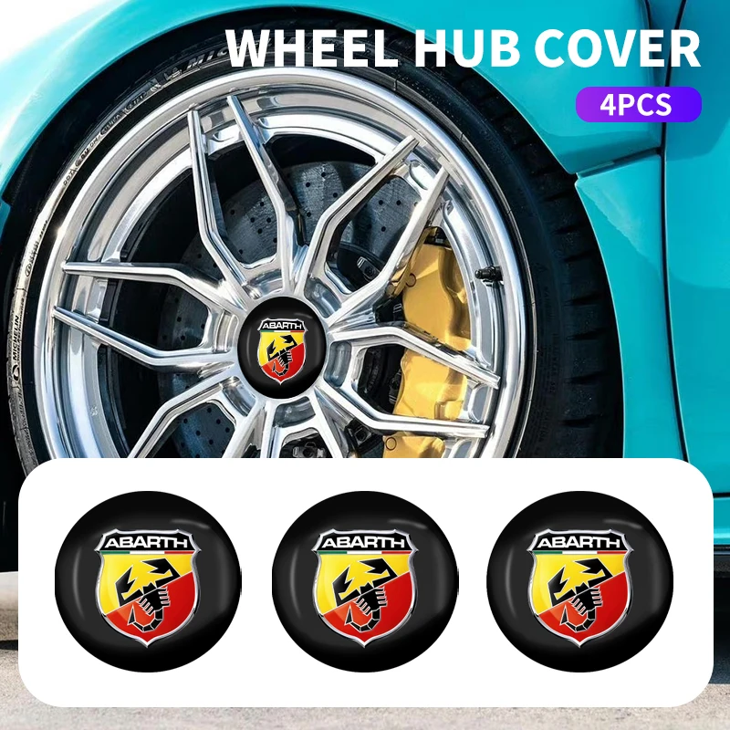 

For Abarth 4PCS HubCap Performance Automobile Hub cap Full Rim Cover Accessories 56mm Wheel Caps