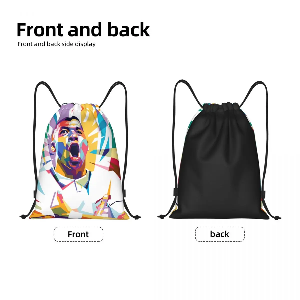 Custom Mbappes KM Pop Art Drawstring Bag Women Men Lightweight Football Soccer Sports Gym Storage Backpack