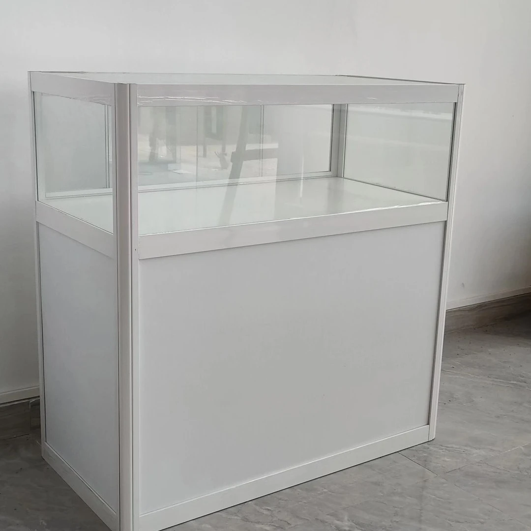 Quick Construction Folding Glass Exhibition Aluminum Frame Cabinet Reception Counter Inquiry Desk
