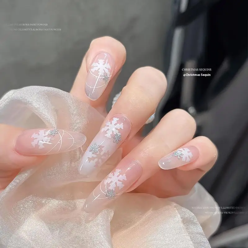 Flocons de neige hiver ongles paillettes scintillantes flocons de noël paillettes Nail Art décoration autocollant conseils ongles charme manucure Salon