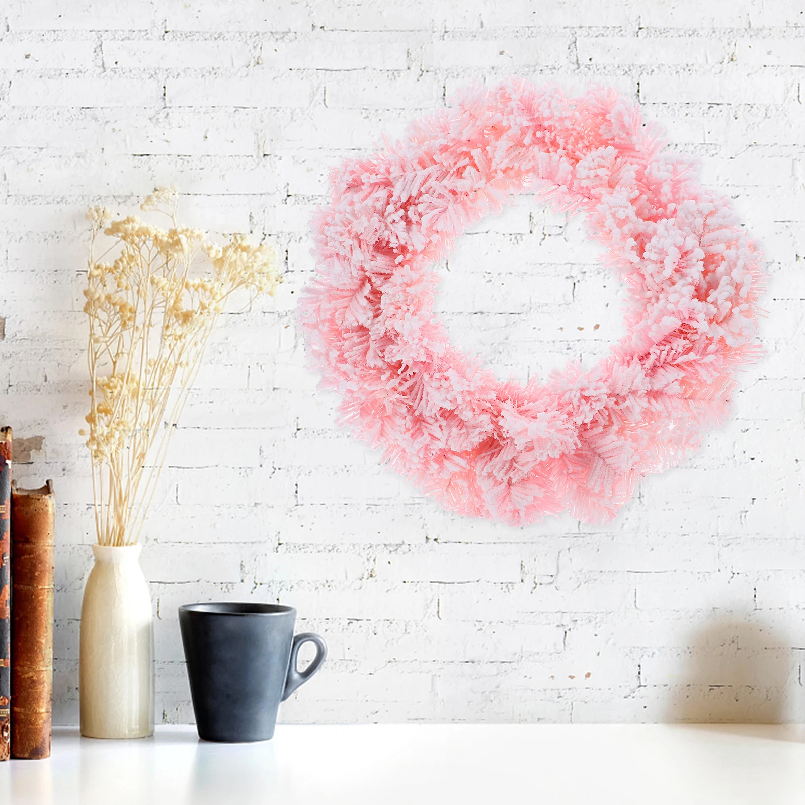 

Christmas Wreath Xmas Decor Pink Door Hangings Window Displays Holiday Home Simulated Plant Decorations